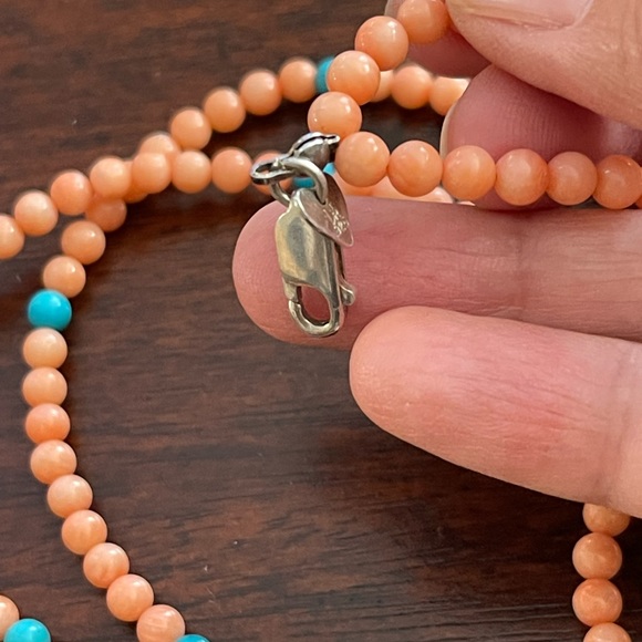 Jay King DTR turquoise coral sterling silver cross pendant necklace - Picture 4 of 11